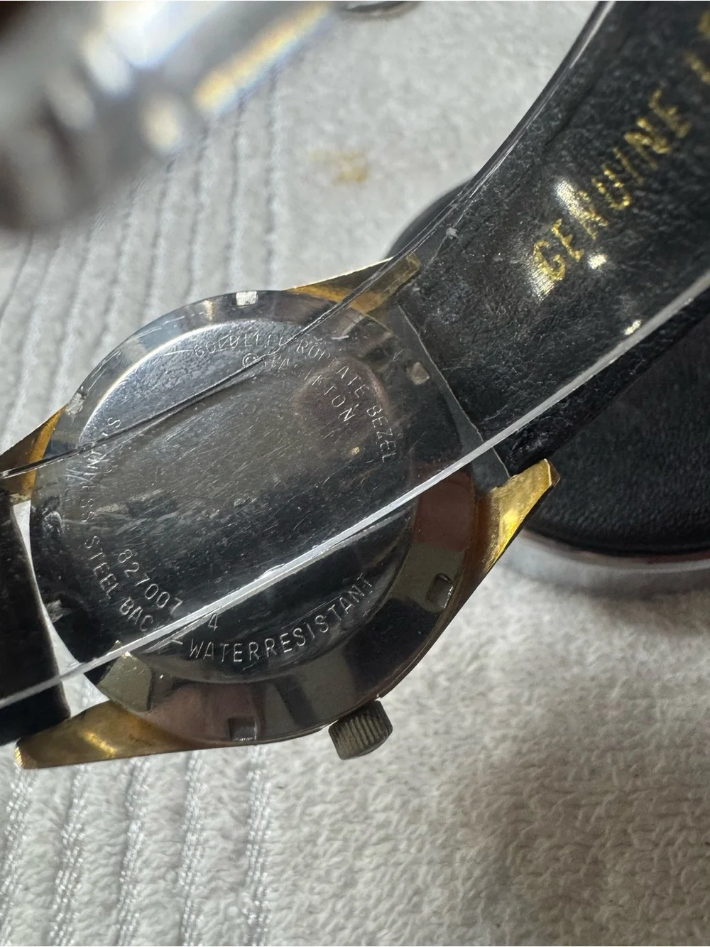 #203 Hamilton Gold-Tone Men's Watch with Black Strap and Red Seconds Hand